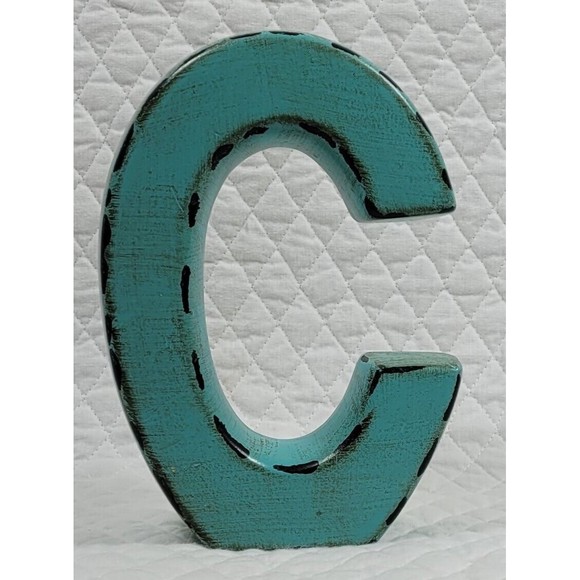 Apropos Home Collection Letter C Rustic Turquoise Desk Wall Home Office Décor - Picture 9 of 16